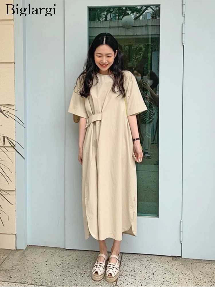 

Summer Dress Women Irregular Pleated Patchwork Fashion Ladies Dresses Korean Style Loose Casual Woman Dress