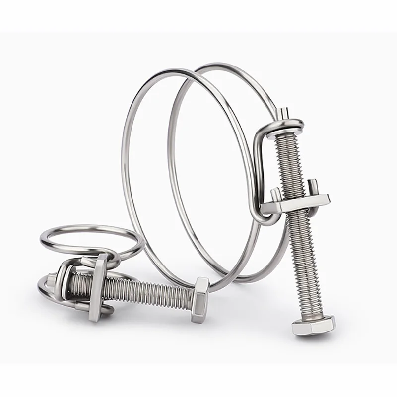 304 Stainless Steel Double Wire Clamp Wire Clamp Pipe Clamp Water Pipe Oil Pipe Hardware Fastening DIY Tool Adjustable 9mm-300mm