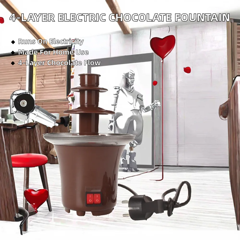 Wholesale High Quality Hot Sale Triple Layer Home Electric Mini Chocolate Waterfall Fondue Fountain Machine