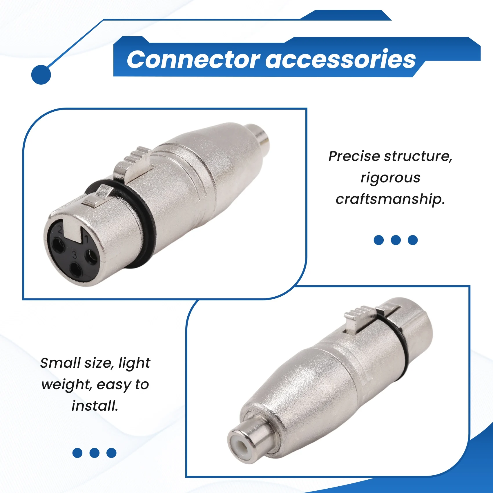 A31T 2Pcs XLR to RCA Adapter, RCA Female to XLR Female Jack Plug, Nickel Plated Brass Connector for Audio