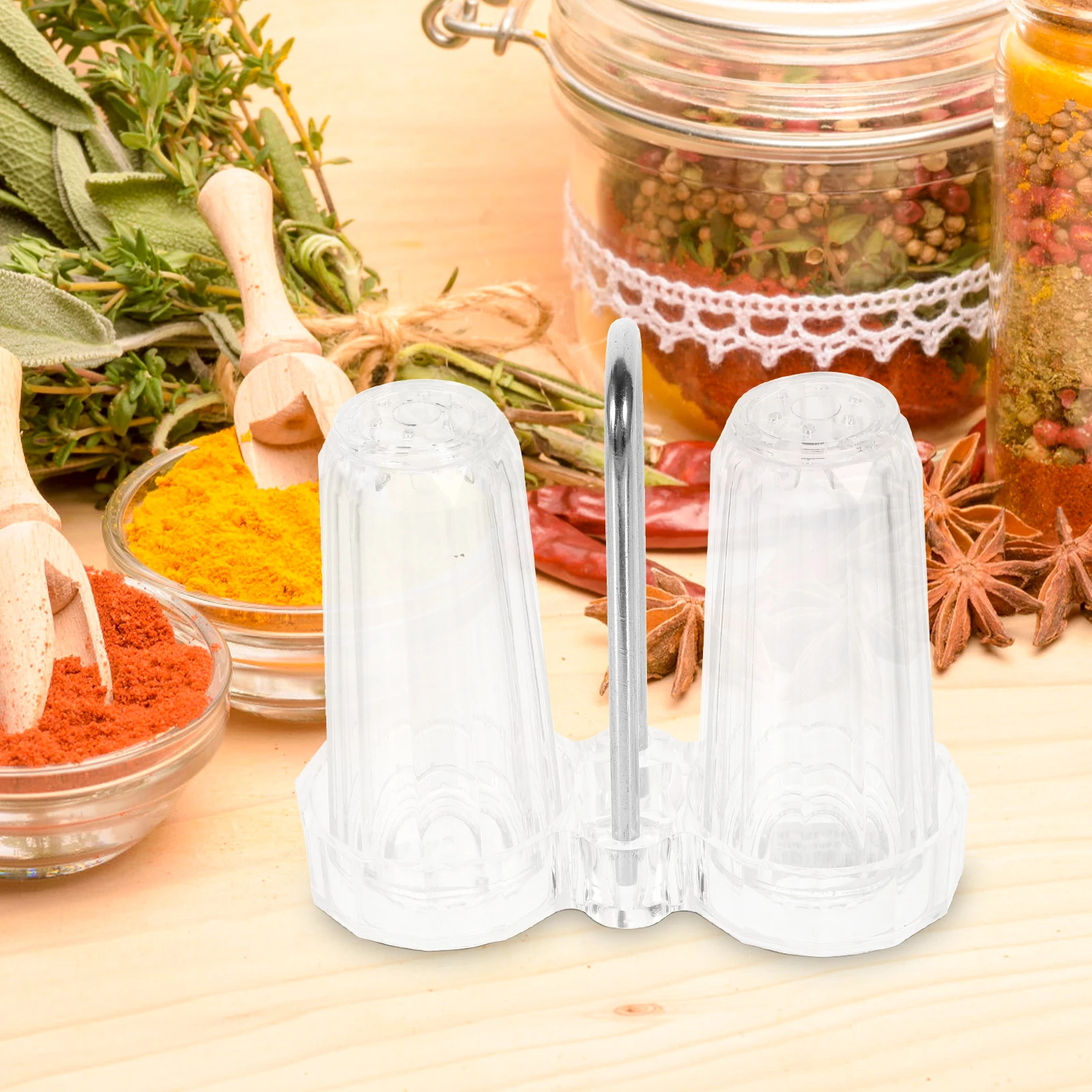 

Acrylic Salt Pepper Shaker Bottles Black Holder Kitchen Utensils Condiment Jar Spice Storage Bottle Practical Design Strong