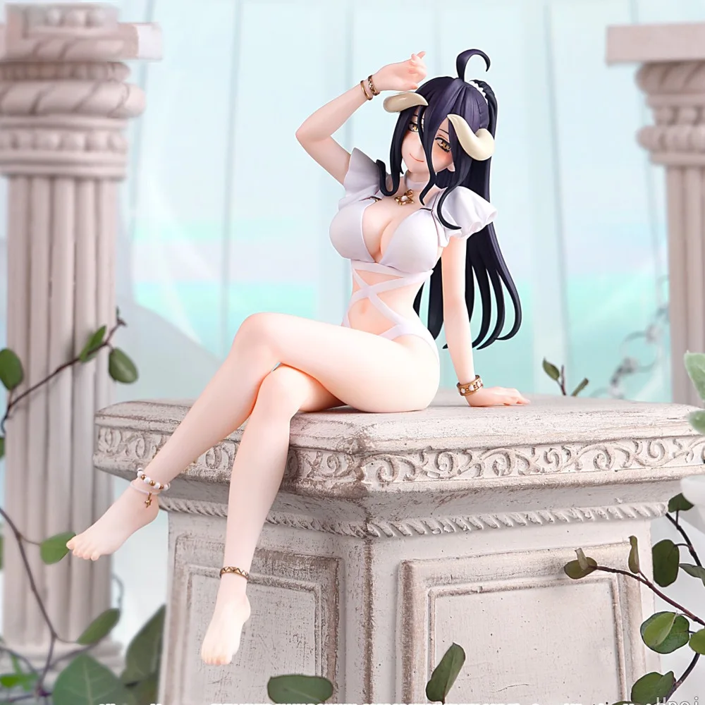 New 19cm Doll Model Overlord Anime Girl Figures Sitting Posture Albedo Action Figure PVC Figurines Car Decoration Gifts Kids Toy