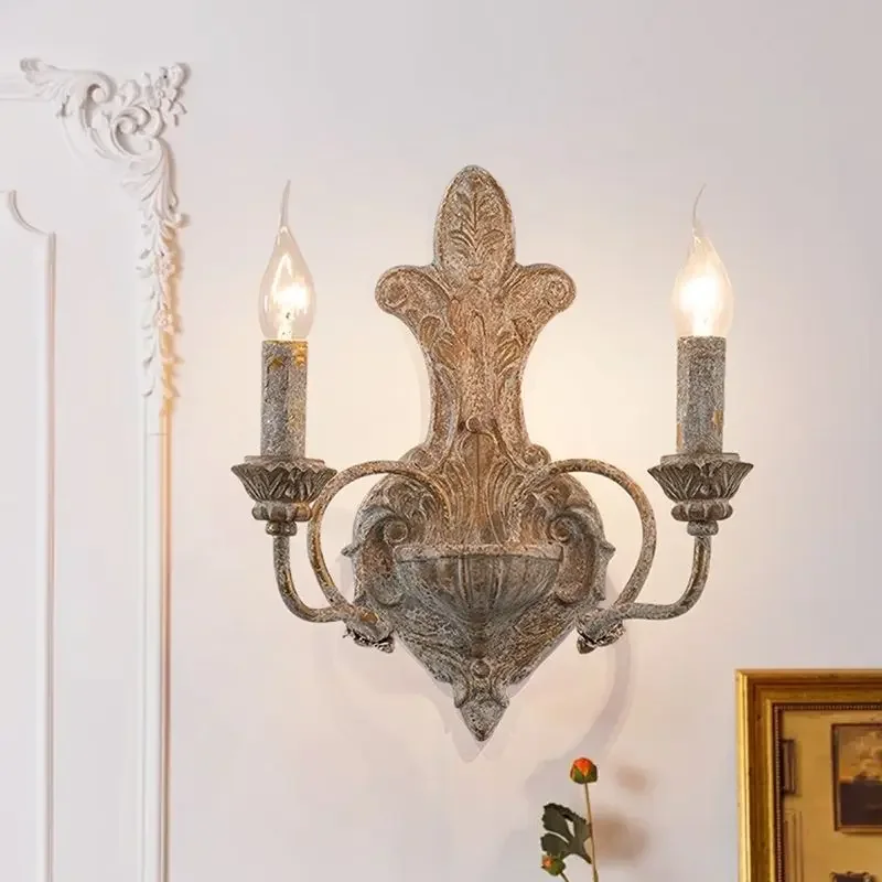 

Vintage Double Head Wall Lamp Iron Art Retro Corridor Staircase Living Room Decor Lighting