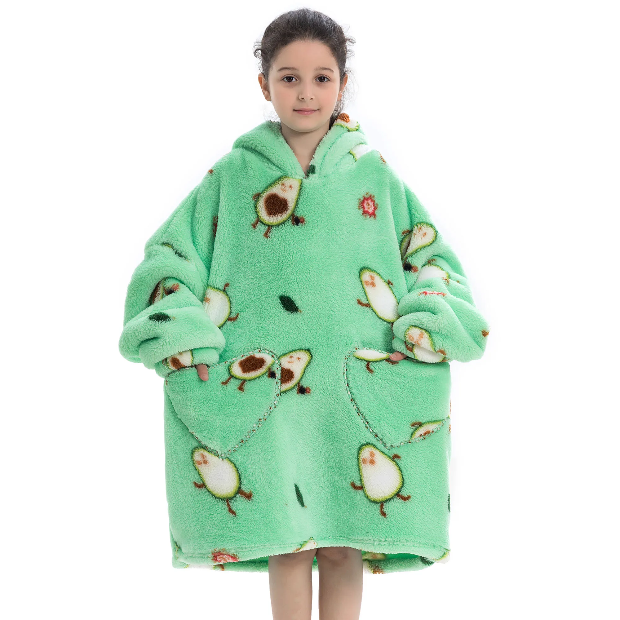 Blanket Hoodied Sherpa Fleece Oversized Wearable Blanket Warm Thick Big Hooded Sweatshirt Blanket for Women Adults Teens Kids