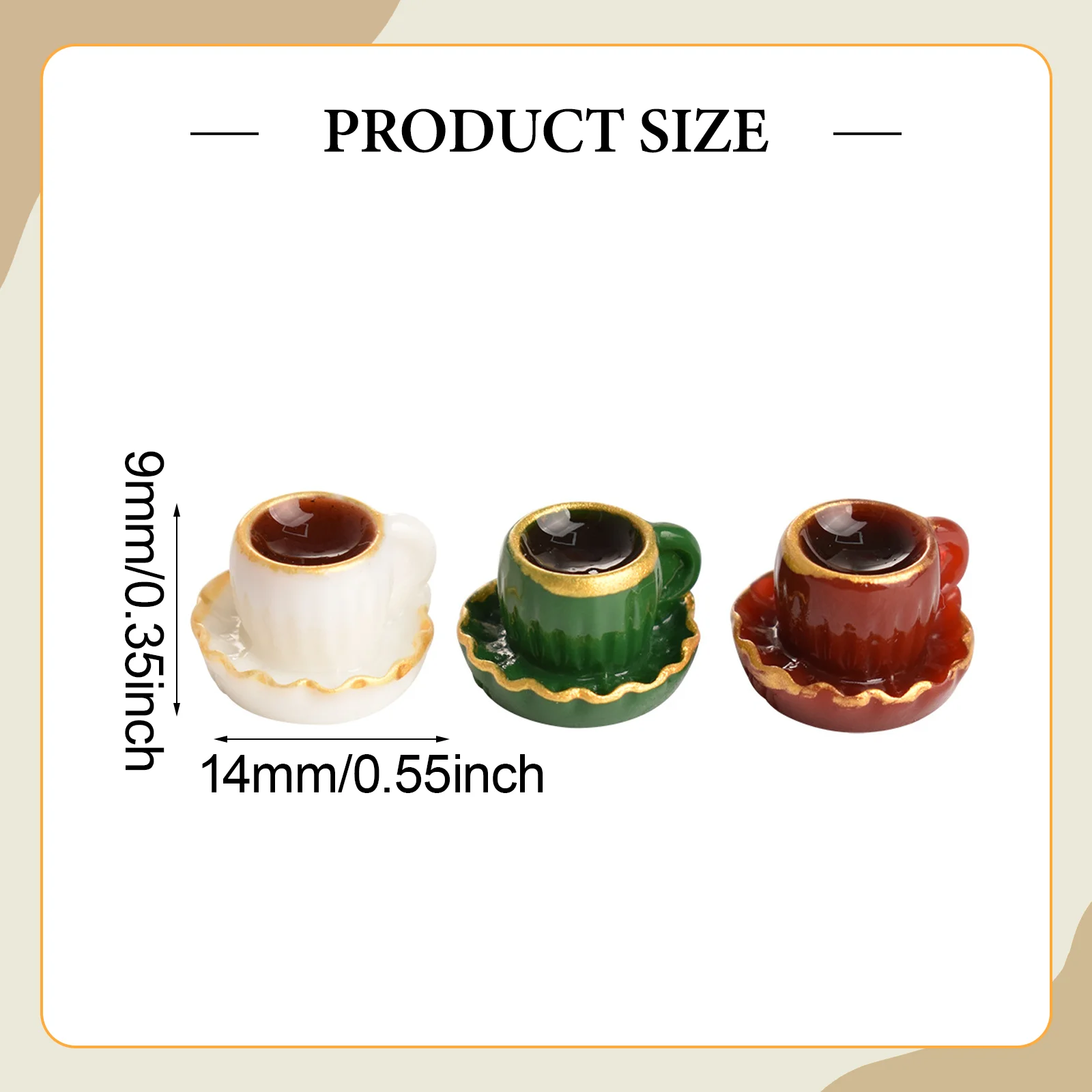 3x أكواب قهوة لبيت الدمى ملحقات بيت الدمى اللطيفة لبار غرفة المعيشة #6