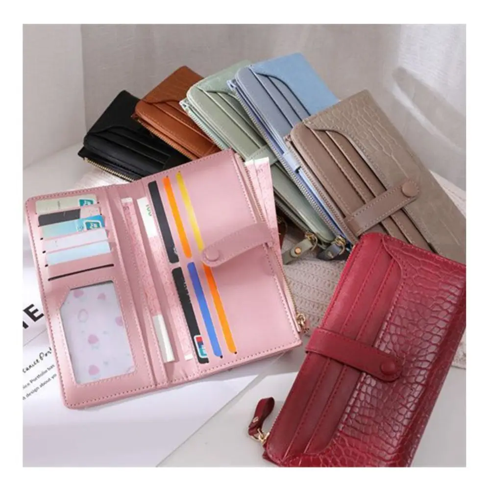 Dompet panjang kapasitas besar, dompet panjang kulit Pu ritsleting baru, tas tangan Multi kartu Organizer kartu