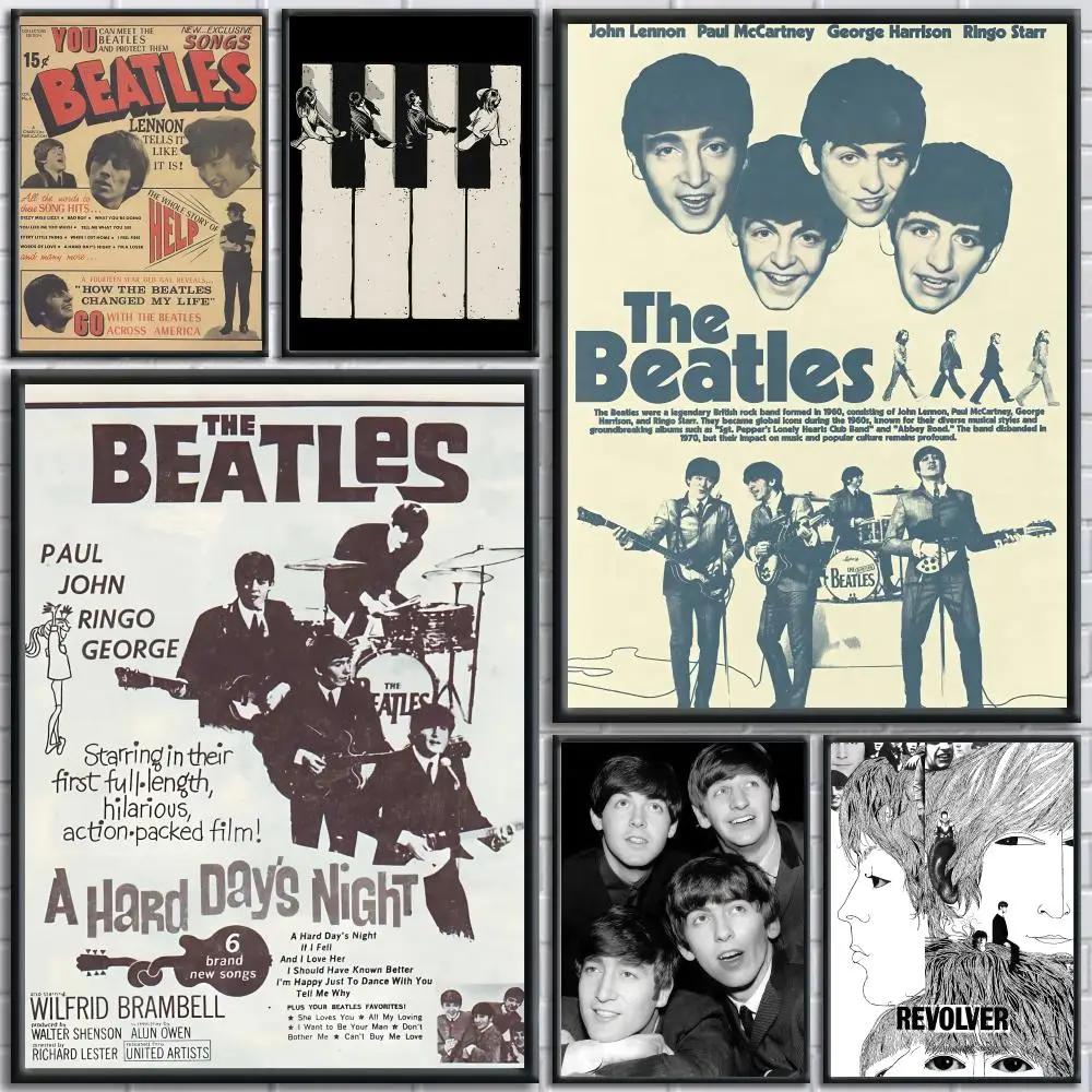 Cool Band B-Beatles Painting Calligraphy Wall Art Canvas Poster Premium Home Decor Print for Living Room Bedroom