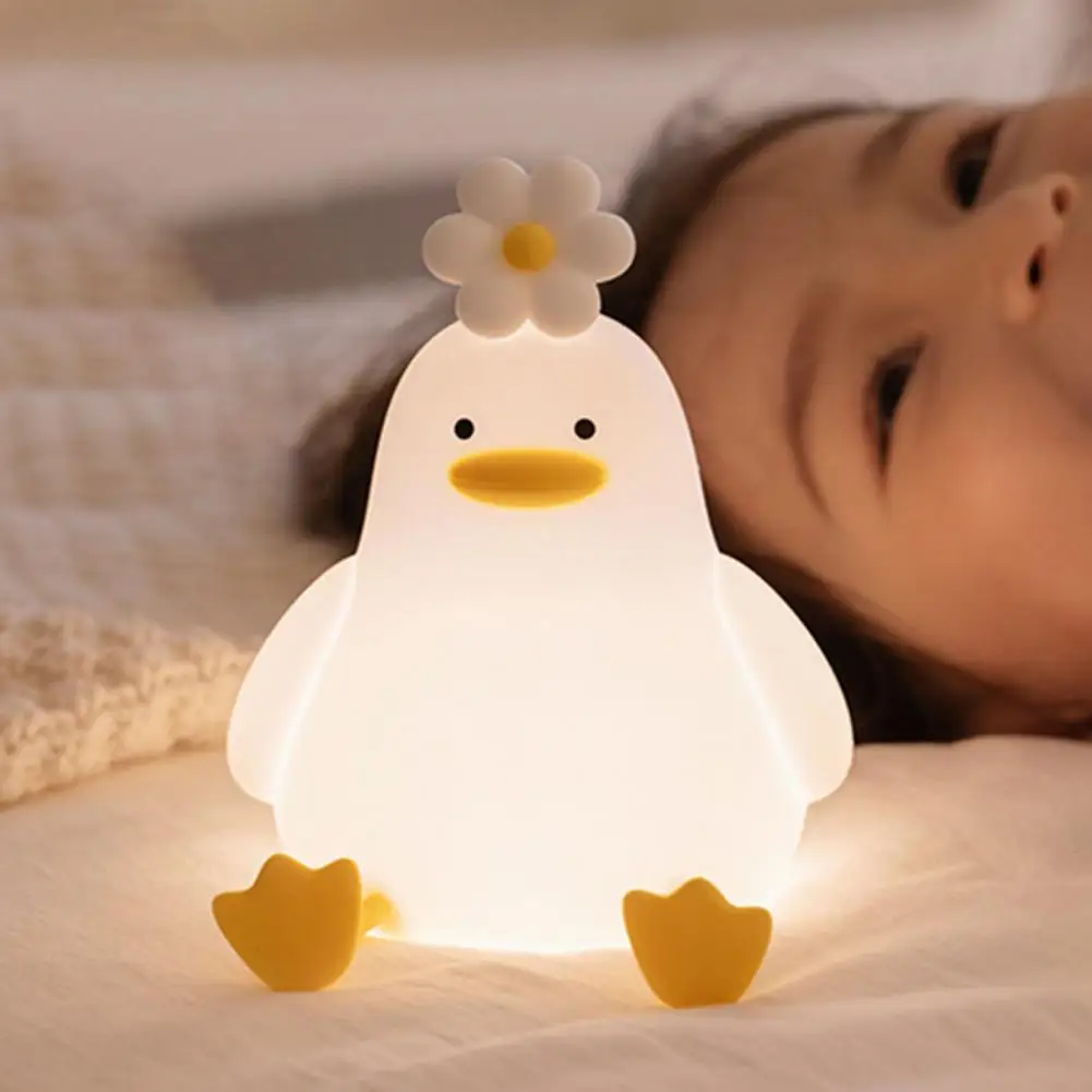 Home Adorable Duckling Shaped Night Light with Warm Touch Adjustable Brightness Automatic Off Timer for Bedside Use High