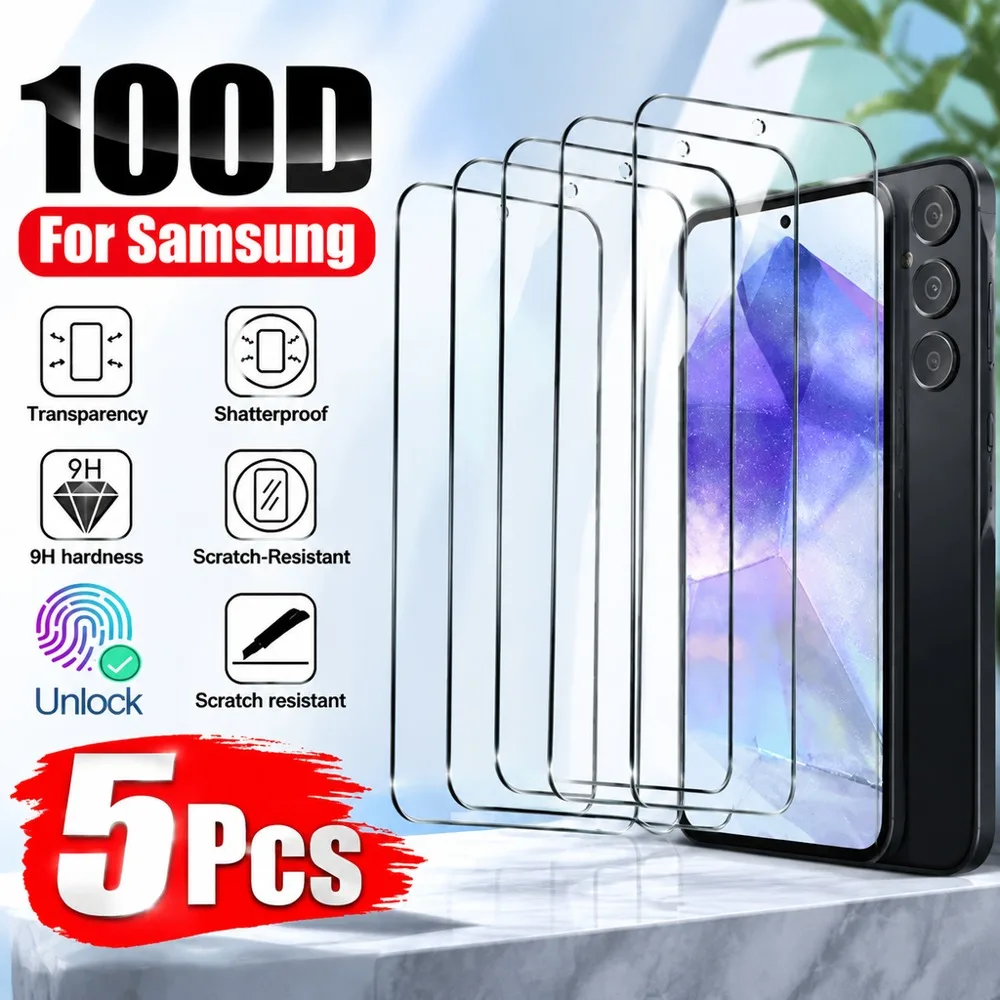 5PCS Screen Protector For Samsung Galaxy A33 5G A34 A35 A36 A37 A51 Tempered Glass For Samsung Galaxy A52 A52s 5G A53 5G A54 A55