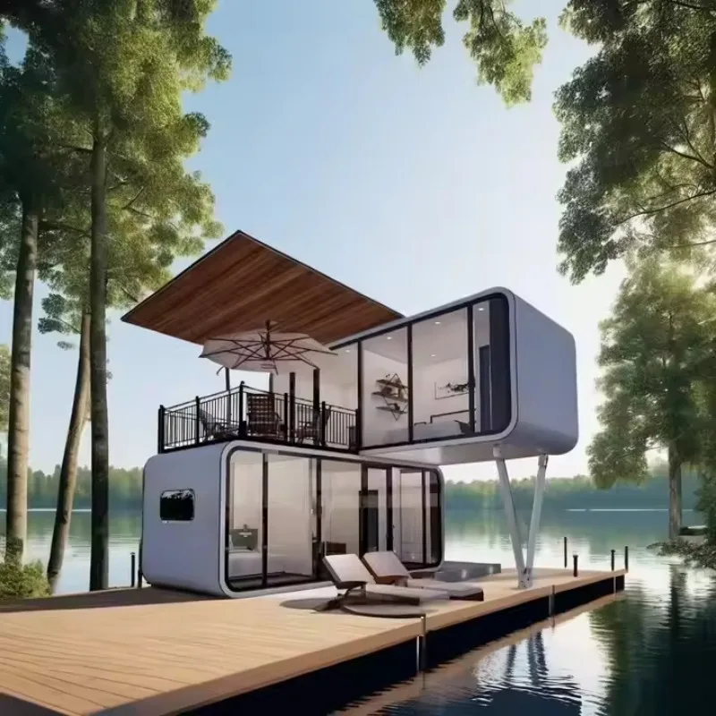 Double-decker with Stairs Apple Cabin for Sale - Pre-engineered Container House with Sandwich Panel & Modular Steel Structure