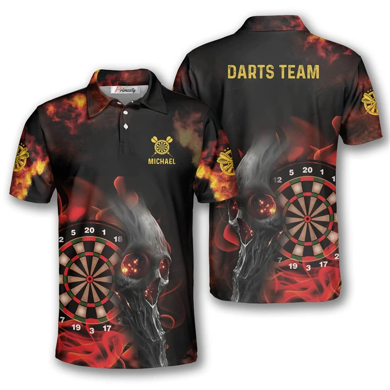 Dart pattern 3D print men\'s polo shirt Personalized Name casual fashion short sleeved T-shirt pullover  Logo Customization tops