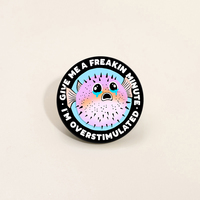 Give Me A Minute I'M Overstimulated Enamel Pins Cute Crying Dolphin Brooches Lapel Badge Wholesale Jewelry Gift For Kid Friends