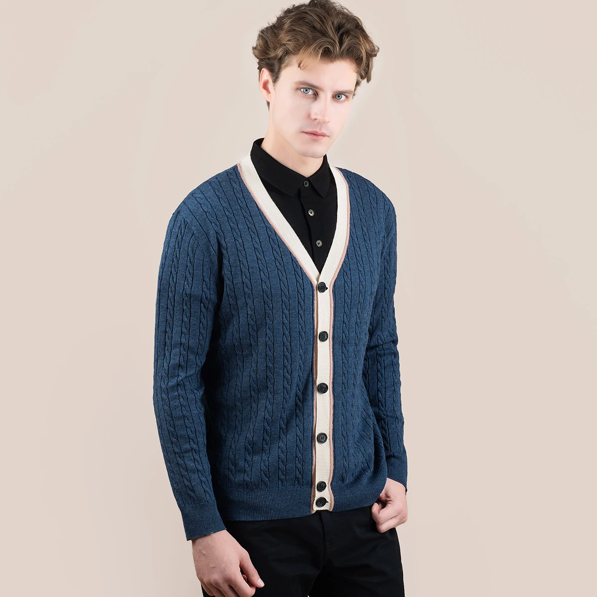 

HELLEN&WOODY Autumn Winter Men Clothes Long Sleeve Twist Rope Cardigan Sweater Casual Bottoming Warm 8232030903