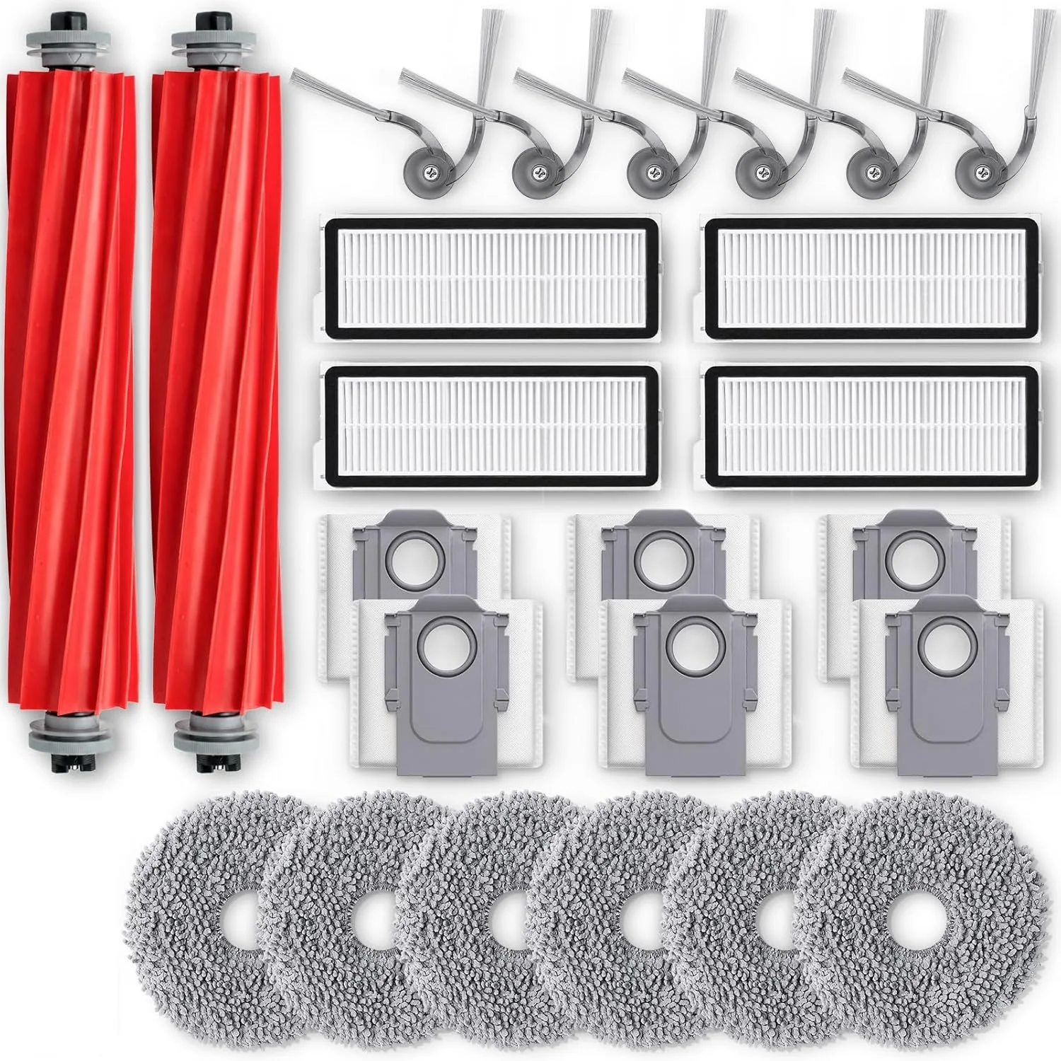 Main Brush For Roborock QV 35A / QV 35S / QR598 / QR798 / Qrevo S Pro Robot Vacuum, Side Brush, HEPA Filter, Mop Cloth, Dust Bag