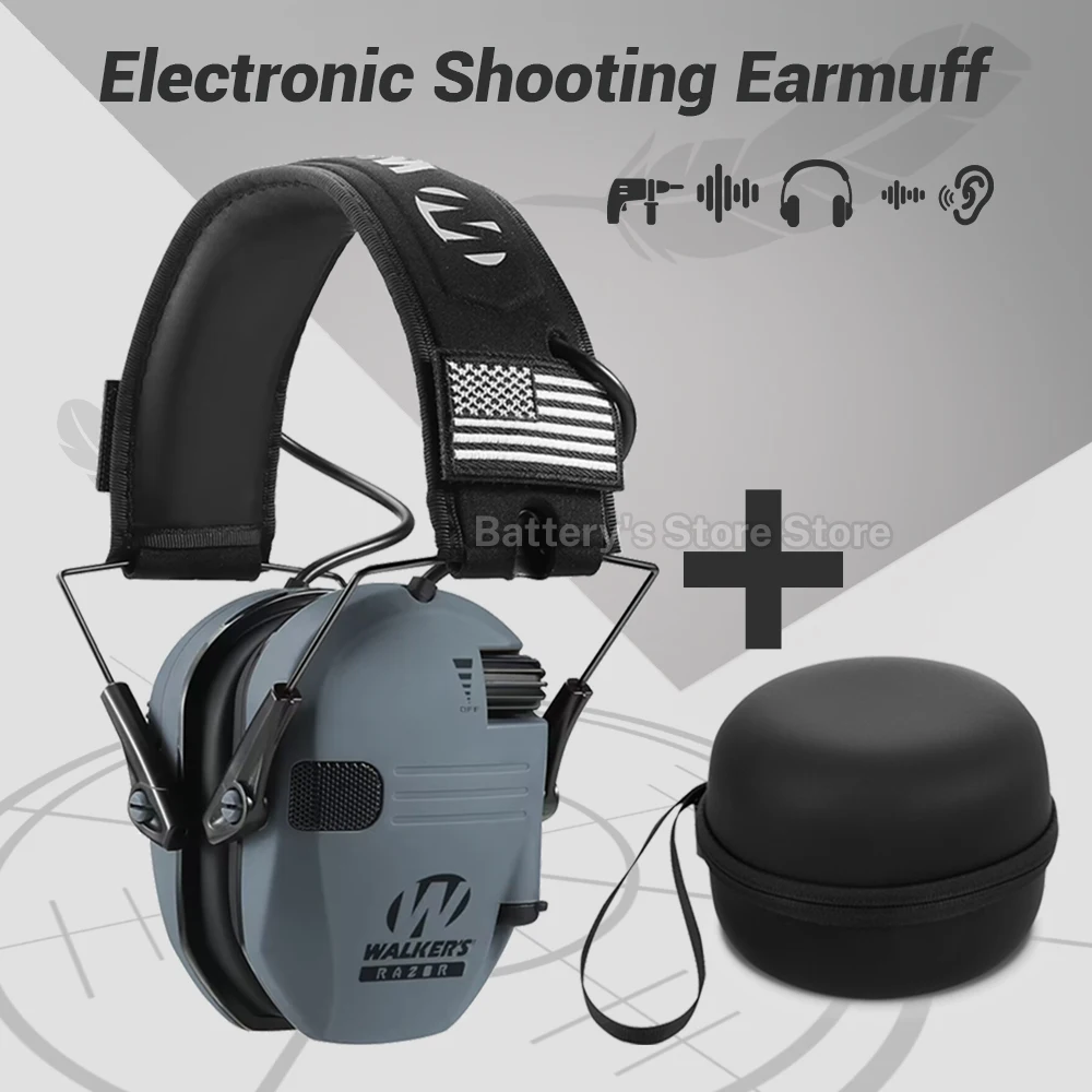 Tiro Proteção Auditiva Headset Tático Eletrônico, Cancelamento De Ruído, Ativo Caça Protetor De Ouvido, NRR23dB, Saco Incluído