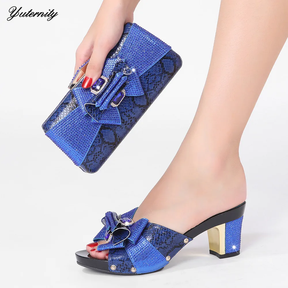 

Nigerian Style Women Shoes And Bag Set Fashion Simple African Strange Style Heels Slipper Shoes And Bag Set For Party