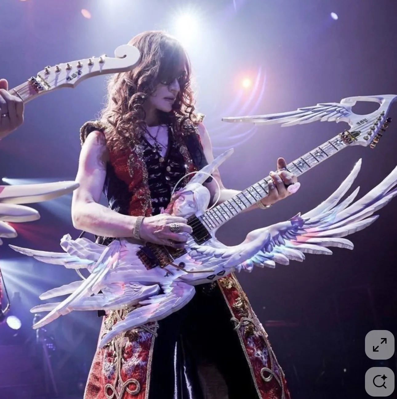 

Custom THE ALFEE Toshihiko Takamizawa Handmade Carved Angel Electric Guitar in White with LED Light