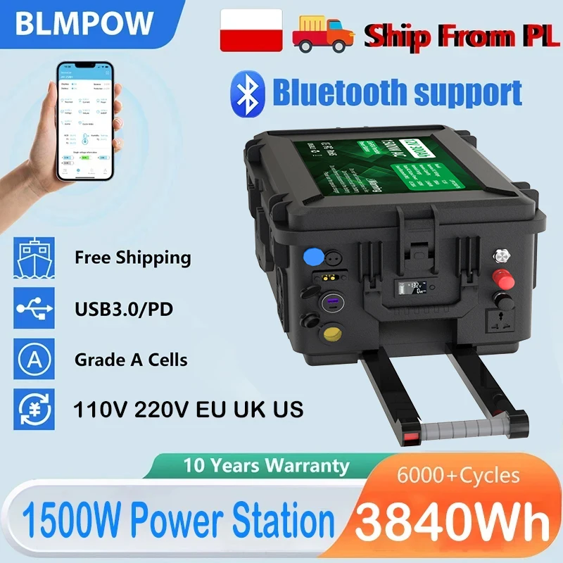 

Портативная электростанция 1500 Вт, 3840 Вт·ч, 12 В, LiFePO4 аккумулятор, генератор переменного тока, ИБП, солнечная батарея, для сада, вечеринок, кемпинга, наличие на складе в ЕС