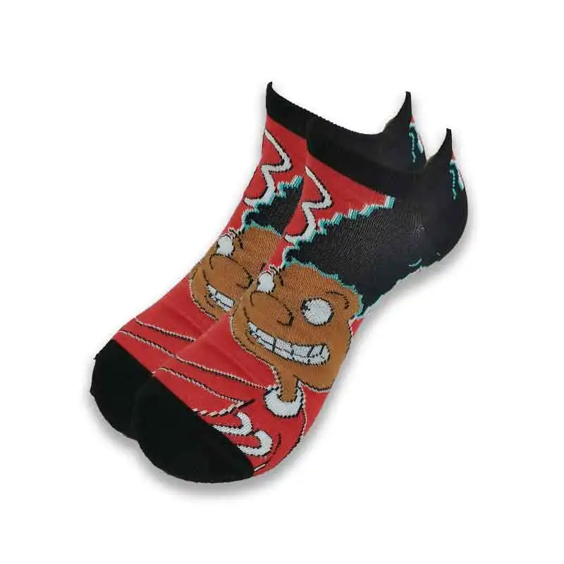 Fashion  Cartoon Print Invisible Short Socks  Happy Funny Street Socks Men Women Korean Style Novelty Ankle Socks