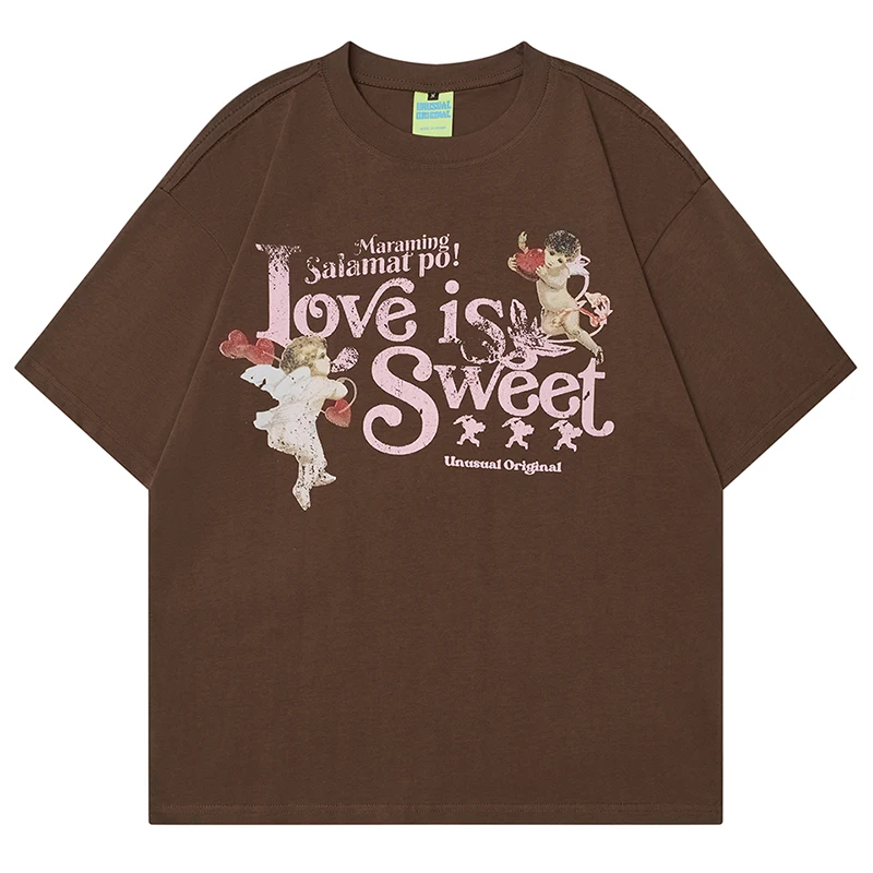

Summer Mens Oversized Short Sleeve Tshirts Hip Hop Cartoon Angel Graphic T-Shirts Streetwear Harajuku Casual Cotton Tops Tees