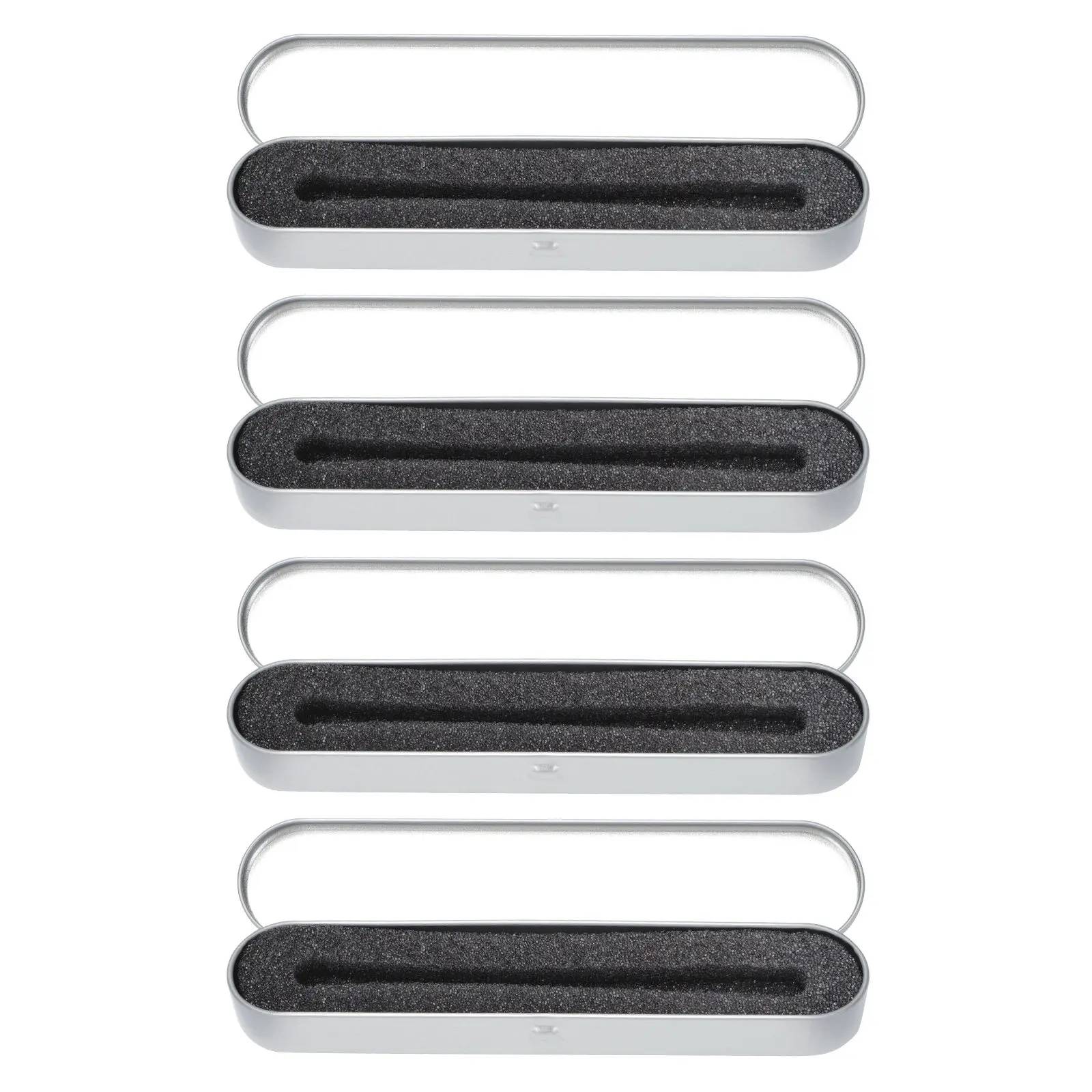 

Набор из 4 металлических коробок для ручек, квадратных жестяных контейнеров для хранения ручек и карандашей, прочный, легкий, портативный подарочный футляр