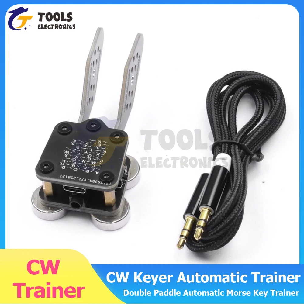 

CW Keyer Automatic Trainer PCB 4 Nd Magnet Bases Double Paddle Automatic Morse Key Trainer with Type-C/3.5mm Audio