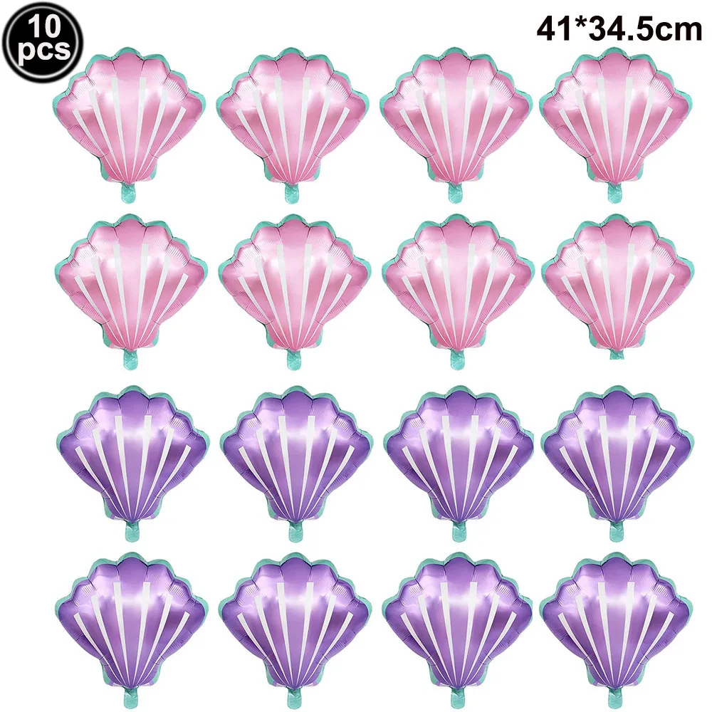 Mermaid Party Balloon 10pcs Mini Shell Foil Balloon Mini Mermaid Shape Balloons Girls Birthday Mermaid Themed Party Supplies