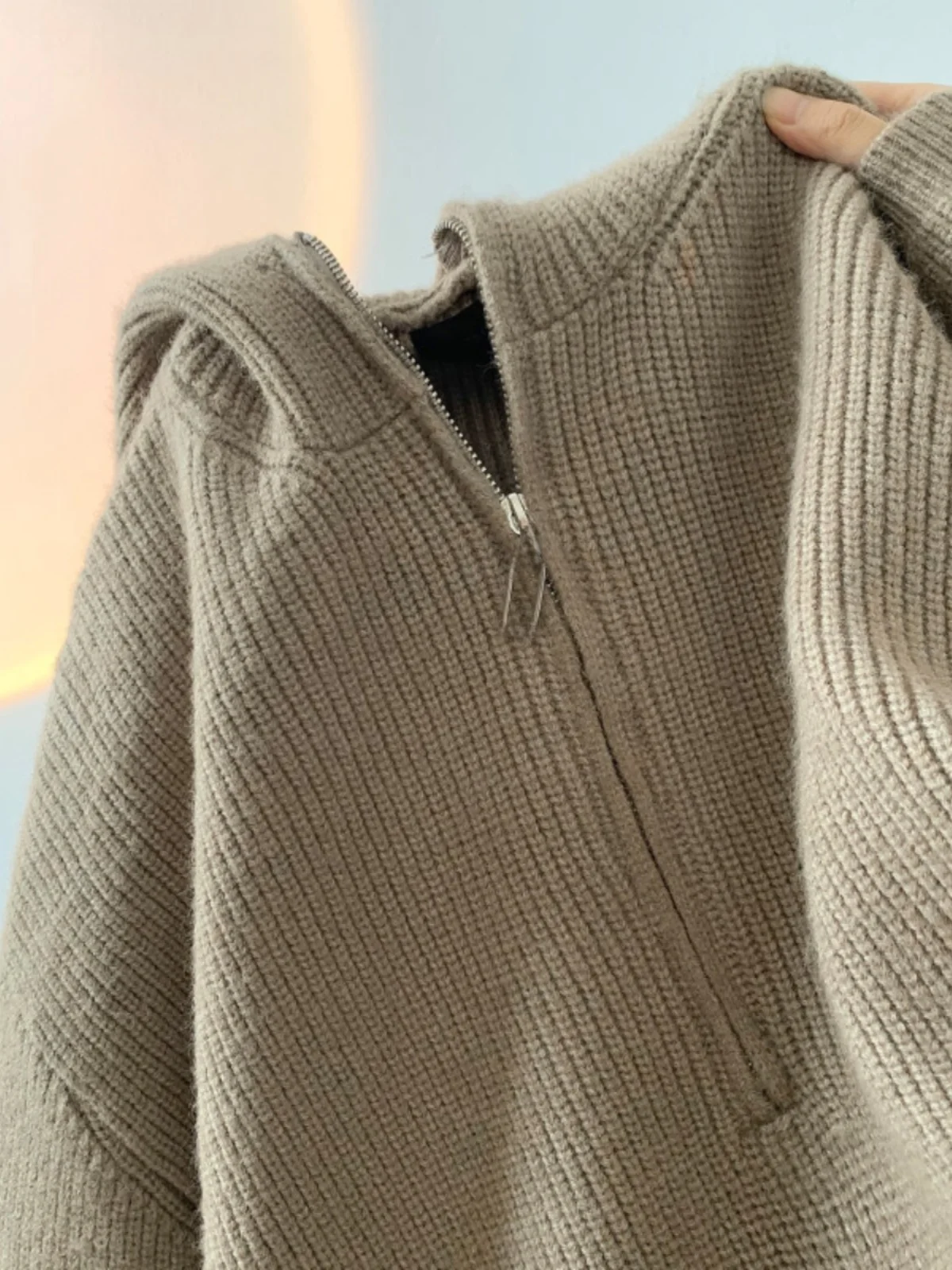 

Мужской вязаный свитер с капюшоном в американском стиле, осенне-зимний, на молнии, теплый, ретро, повседневный, свободного кроя, с длинными рукавами