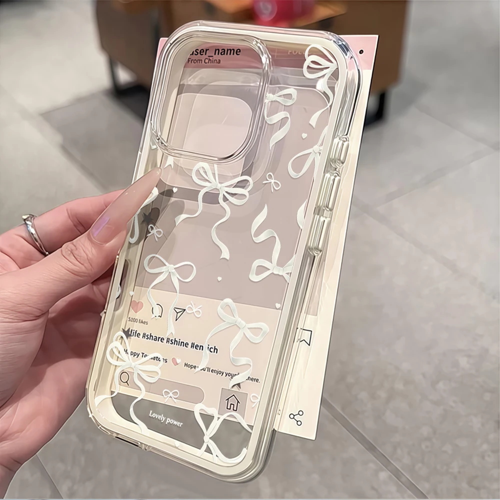Handgezeichnete Schleifen-Handyhülle für iPhone 16 14 15 Plus 13 14 15 17 16 12 11 ProMax 16 15 14 Pro 17Air Transparente Weiche Hülle – Detail 5