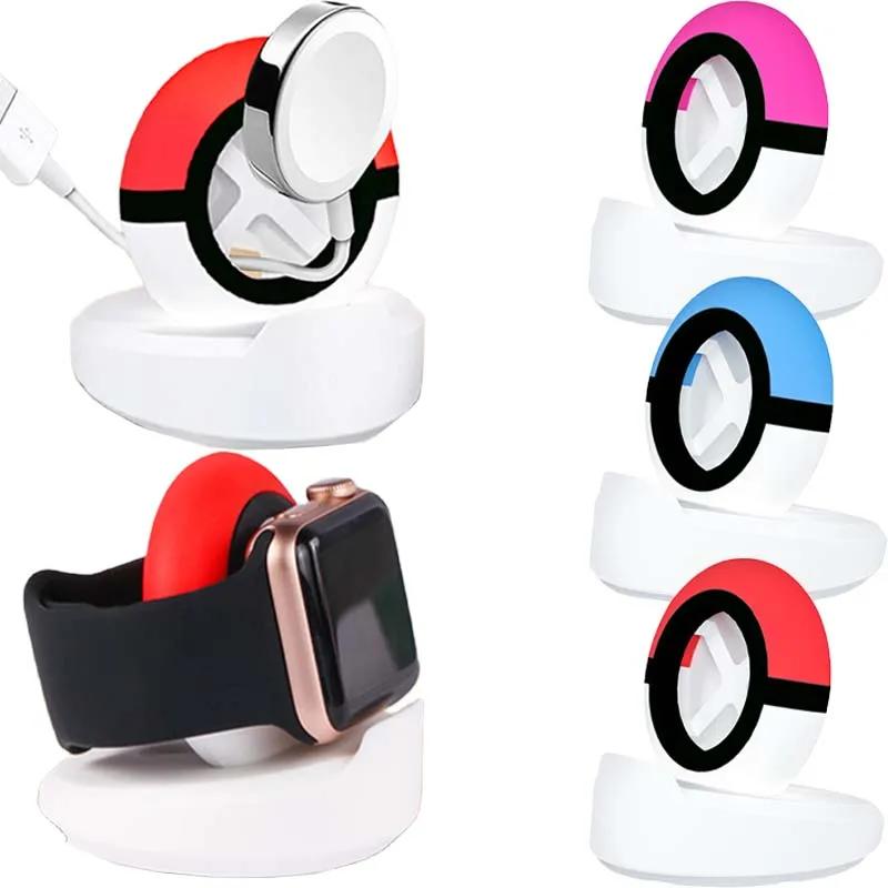 

Poke Ball Station Charging Base Dock Cartoon Silicone Charging Dock for Iwatch 5 4 3 2 1 Bracke Fashion Creative Accessories New