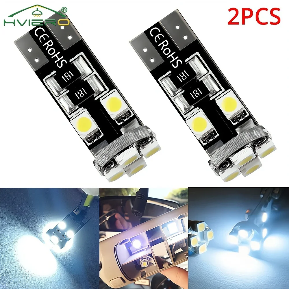 2X T10 DC 12V Xenon White 194 3528 8Smd Auto Led Interior Light Tail Bulb Backup Lights Parking Lamp Day Lighting Reading Lamps