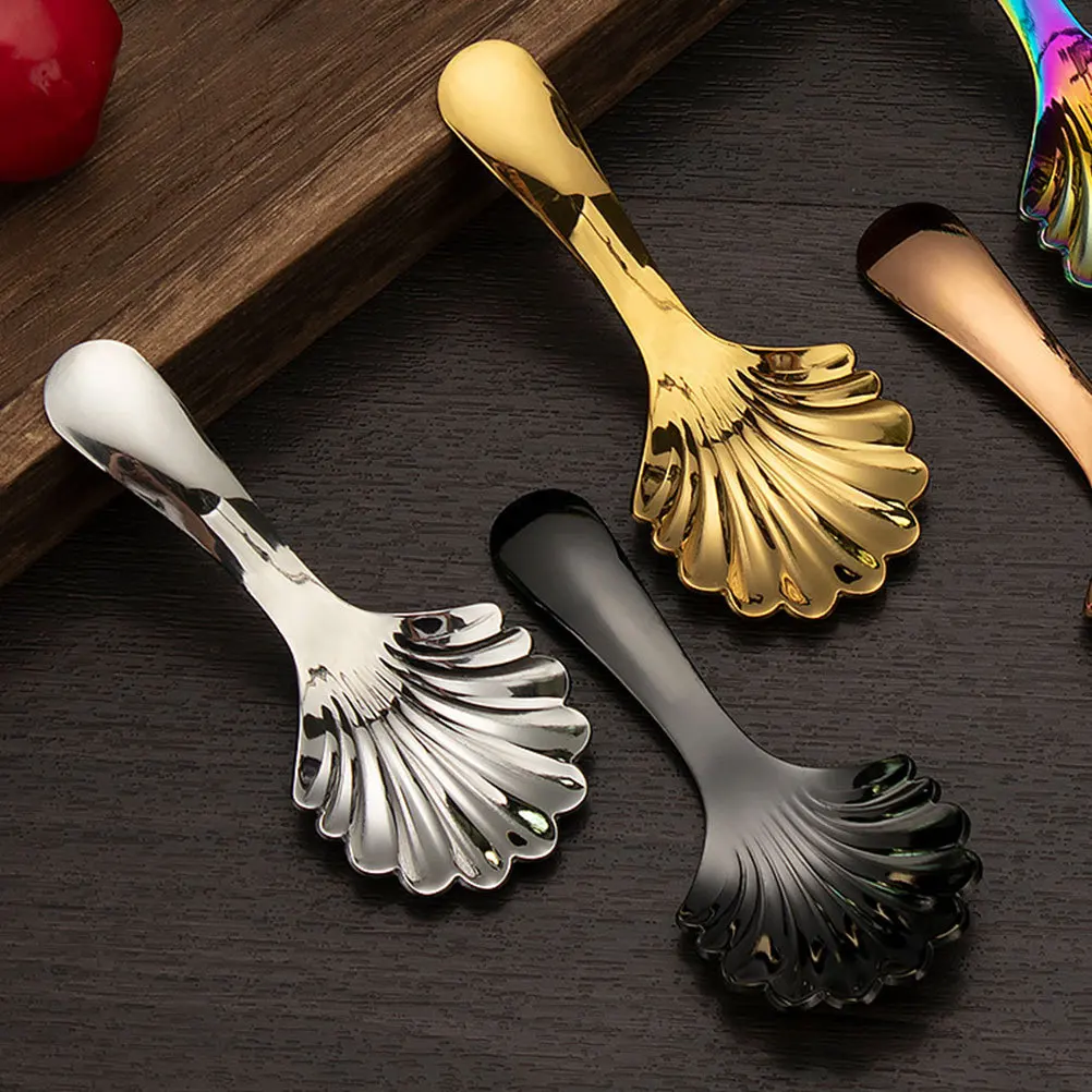 

2pcs Stainless Steel Tea Spoons Thickened Shell Shape Stirring Spoon For Coffee Dessert Ice Cream Cake Pudding Kitchen Home