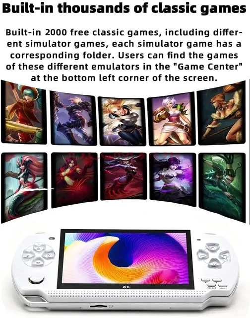 JXD Handheld Game Console 4.3 inch 8GB Built in 2000 Games for Multiple Simulators X6 Retro Video Game Console Mp3/4/Ebook TV Out Mini Hand Portable Game Player Device Holiday (White) 4 JXD Handheld Game Console 4.3 inch 8GB Built in 2000 Games for Multiple Simulators X6 Retro Video Game Console Mp3/4/Ebook TV Out Mini Hand Portable Game Player Device Holiday (White) 4