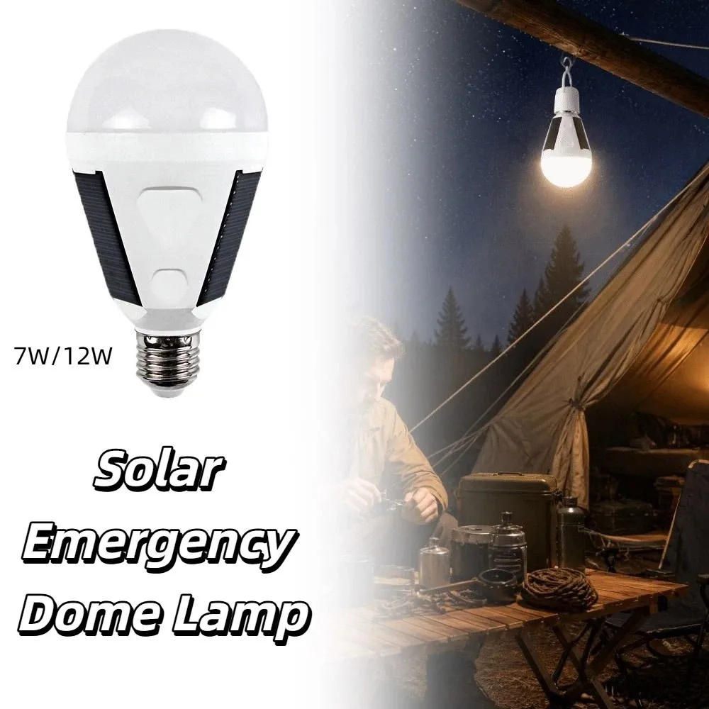 Family Flicker-Free Rechargeable LED Bulb 12W Solar Charging Solar LED Camping Light 7W Portable Emergency Light Bulb Patio