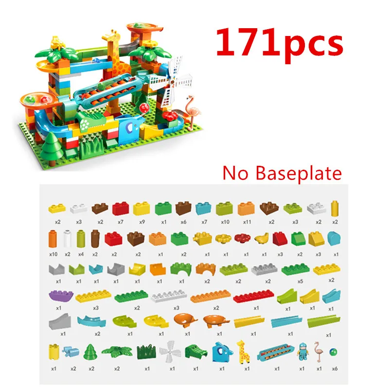 Big Piano Slide Marble Maze Run Rolling Ball Building Blocks Set Windmill Animal Toy Bricks Parts Compatible (No Plate)