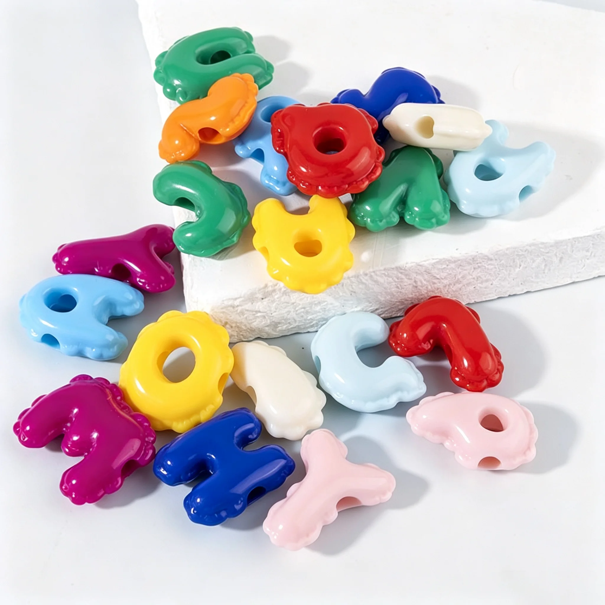 10Pcs Acrylic Random Mixed‑Color Large‑Hole Alphabet Beads, Diy Jewelry Making, Decorations Charms, Crafts,Making Accessory Bead