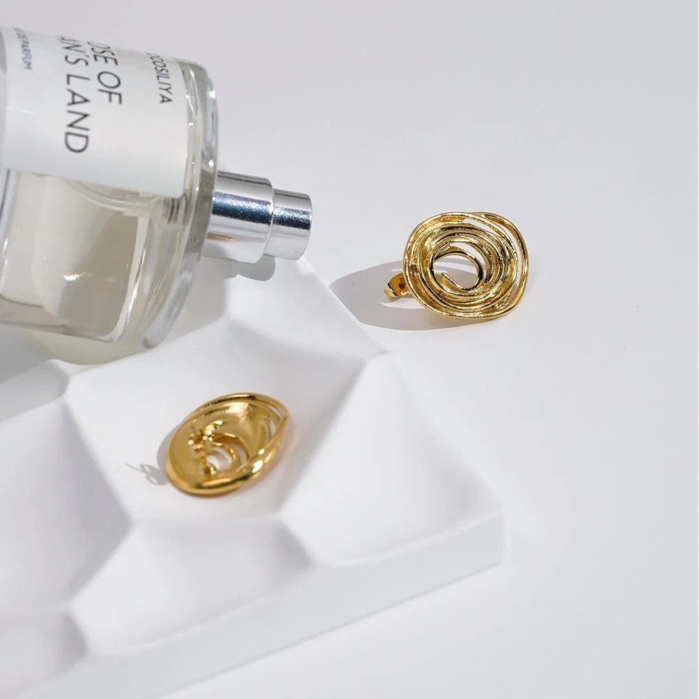 ENFASHION Aretes De Mujer Oval Line Stud Earrings For Women's Stainless steel 18K Gold Plated Fashion Jewelry Cocktail E241629