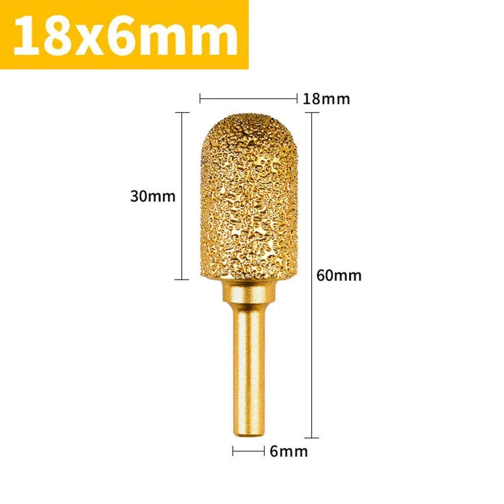 1pc 8-25mm Diamond Burr Tools Drill Grinding Head For Metal Engraving Polishing Cylindrical Round Head Rotary File Power Tools