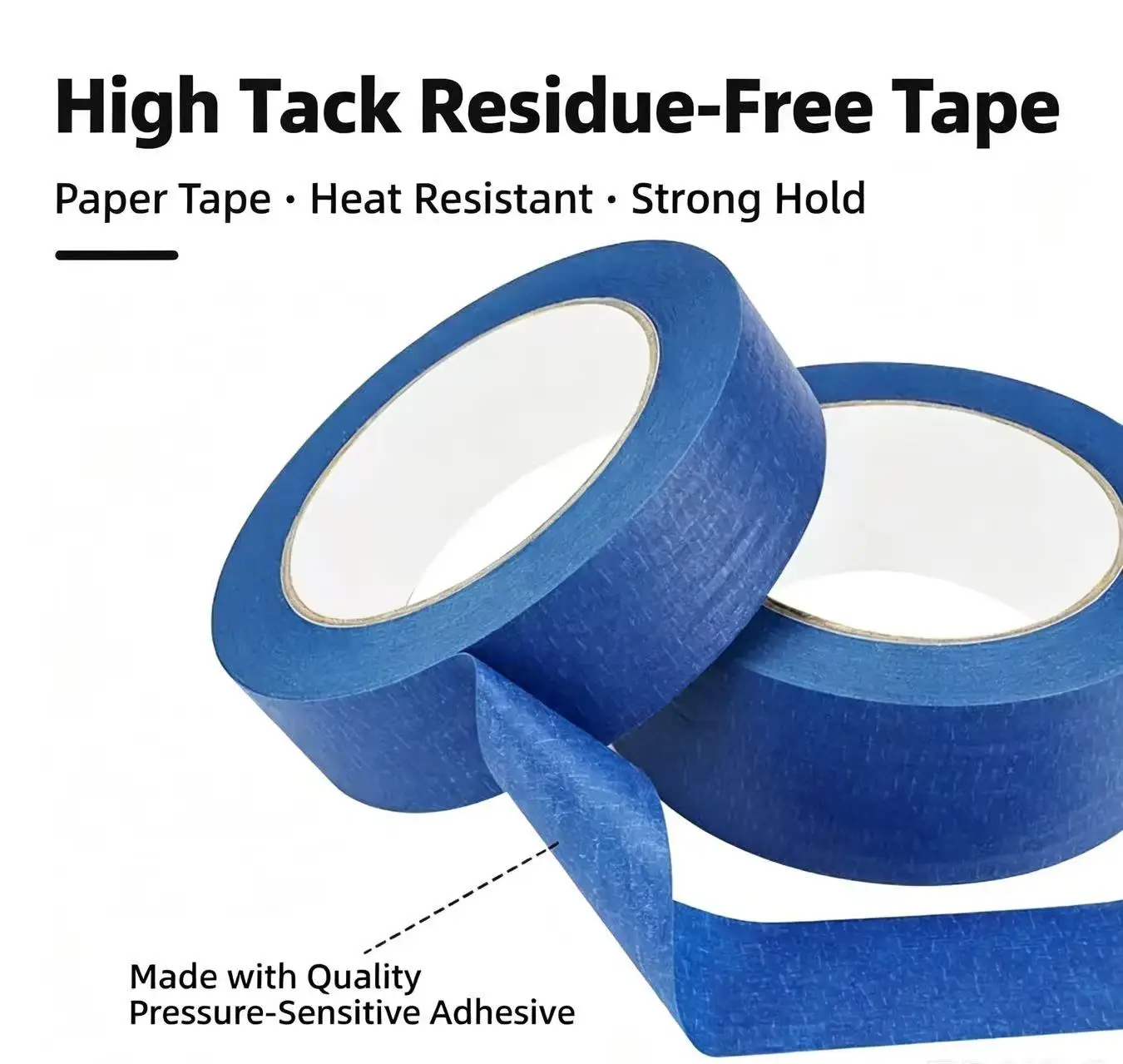 Three rolls of blue painter's tape, suitable for various surfaces, are highly suitable for painting and decoration