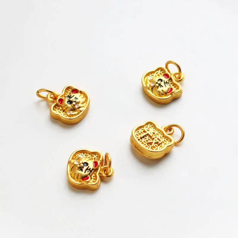 18K Matte Gold Plated Enamel Mini Tiger Peace Charms DIY Bracelet Necklace Earring Jewelry Tag Findings