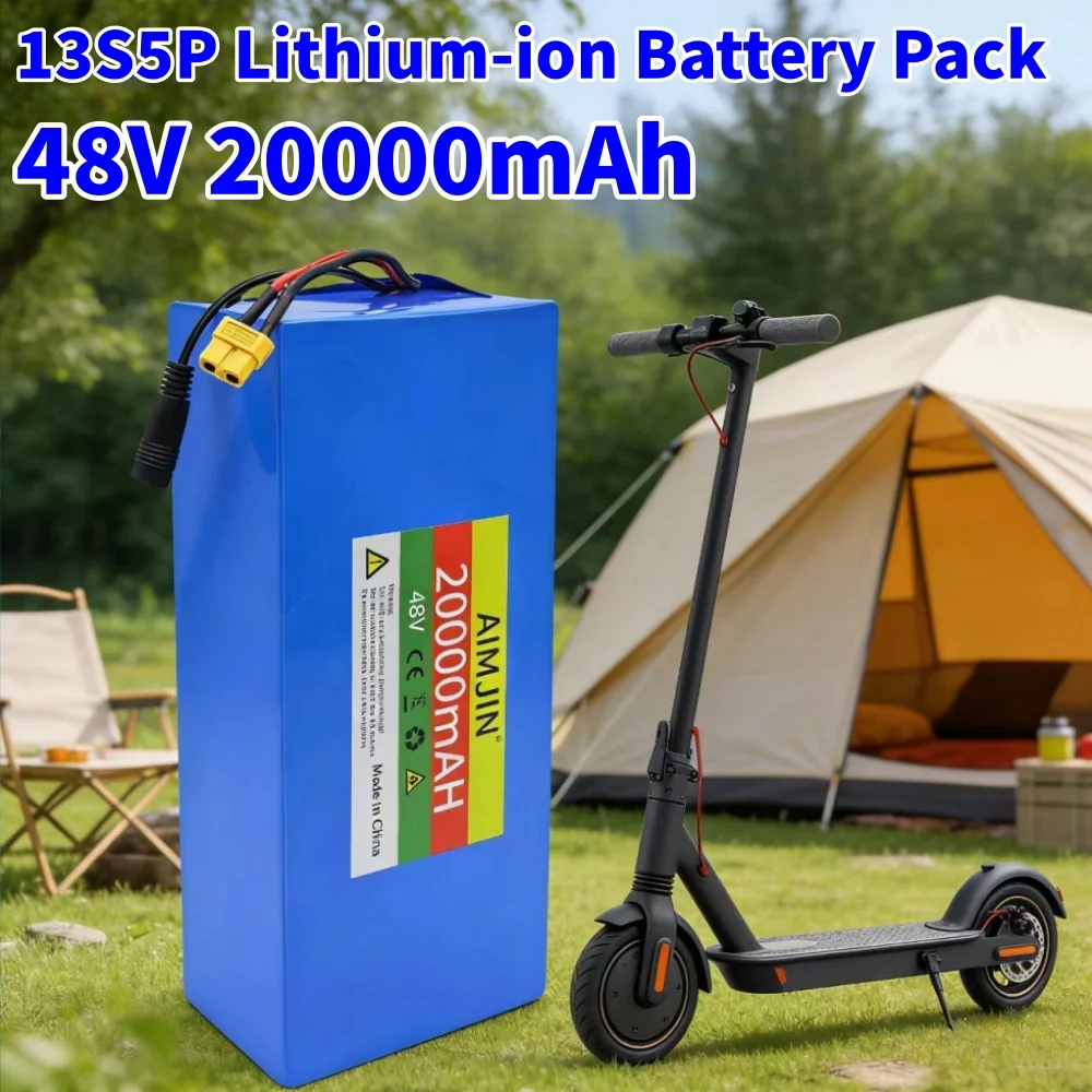 48V 20Ah 18650 Lithium 13S5P Battery Pack Built-in Intelligent BMS For 500-1000W electrical machinery+charger