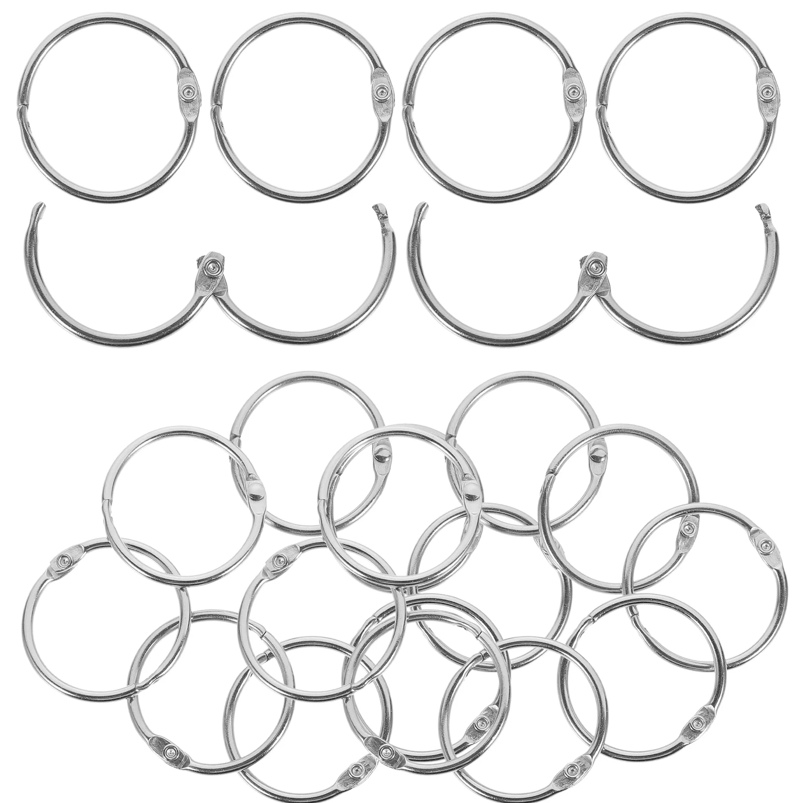 

50 Pcs Loose-leaf Buckle Binder Rings for Note Book Black Gift Card Flash Metal Key Chain