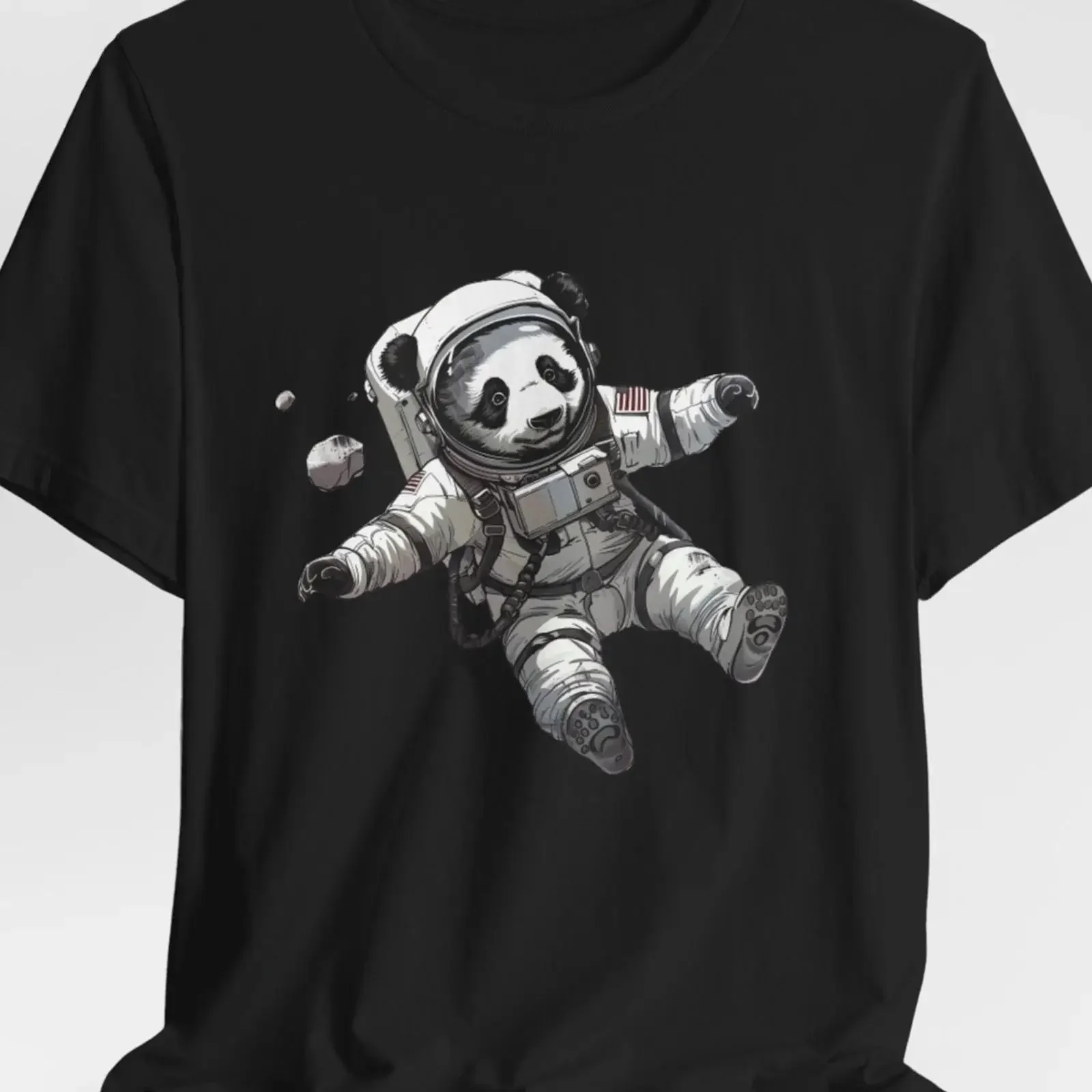 Funny Astronaut Panda Floating In Space T Shirt Cool Spacesuit for Lovers Casual Party  vintage Washed Unisex fashion Versatile