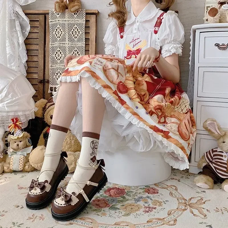 Nowe jesienne buty Lolita Bow Cute Soft Girl Wild College Style JK Uniform Round Head Small Leather Shoes Kawaii Shoes