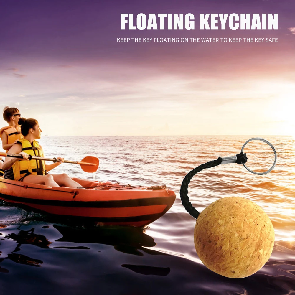 50mm Floating Cork Keyring Water Buoyant Ball Kayak Surf Float Keychain Key Ring Marine Sailing Boat Strong Rope