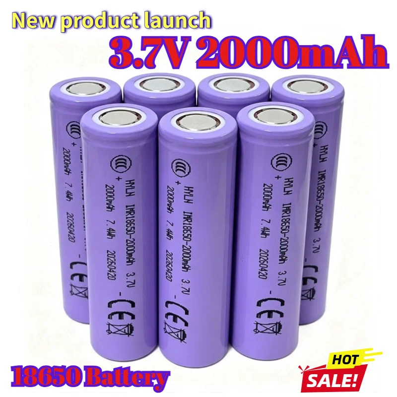 New 18650 Battery 3.7V 2000mAh Li-ion Rechargeable Battery Large Capacity Is Suitable for Toys Flashlights Tool Batteries Etc