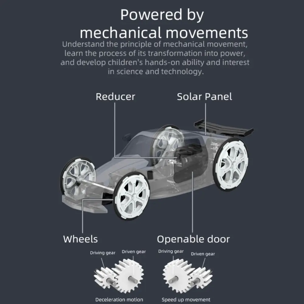 Modello di auto sportiva solare fai-da-te in plastica Autoassemblante assemblato Auto sportiva ad energia solare Pannelli solari Energia rinnovabile