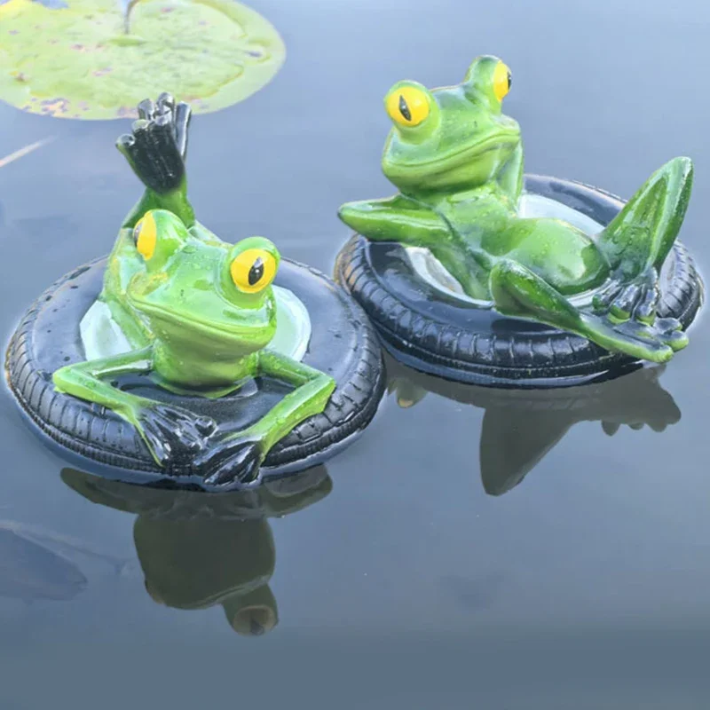 Floating Frogs For Ponds, Cute Frog Statues Pond Floating Decoration For Garden Outdoor, Resin Miniature Frog Statue