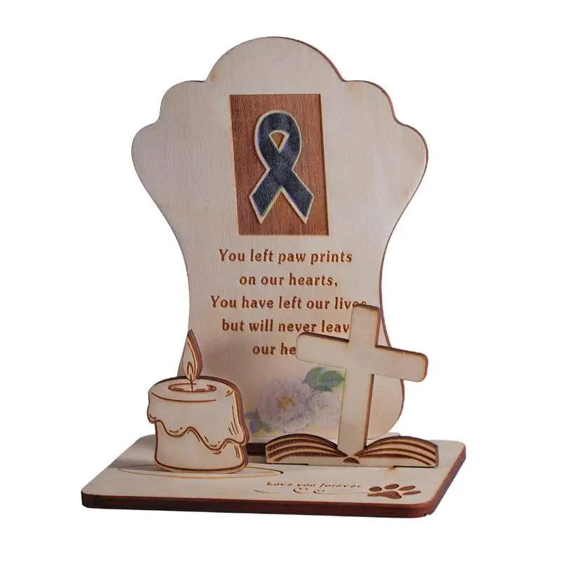 Handmade Cats Memorial Stake Wooden Grave Ornament Dog And Cat Remembrance Altar Decorations For Home Patio Grave Yard