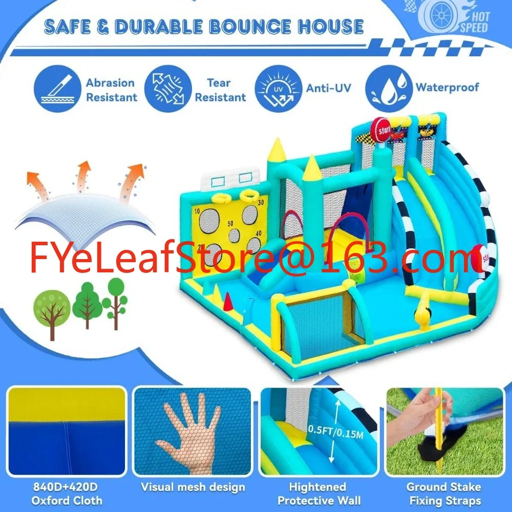 

Inflatable Bounce House with Double Water Slides and Air Blower, Extra Large Bounce Castle for Pool, Jumping, Climbing